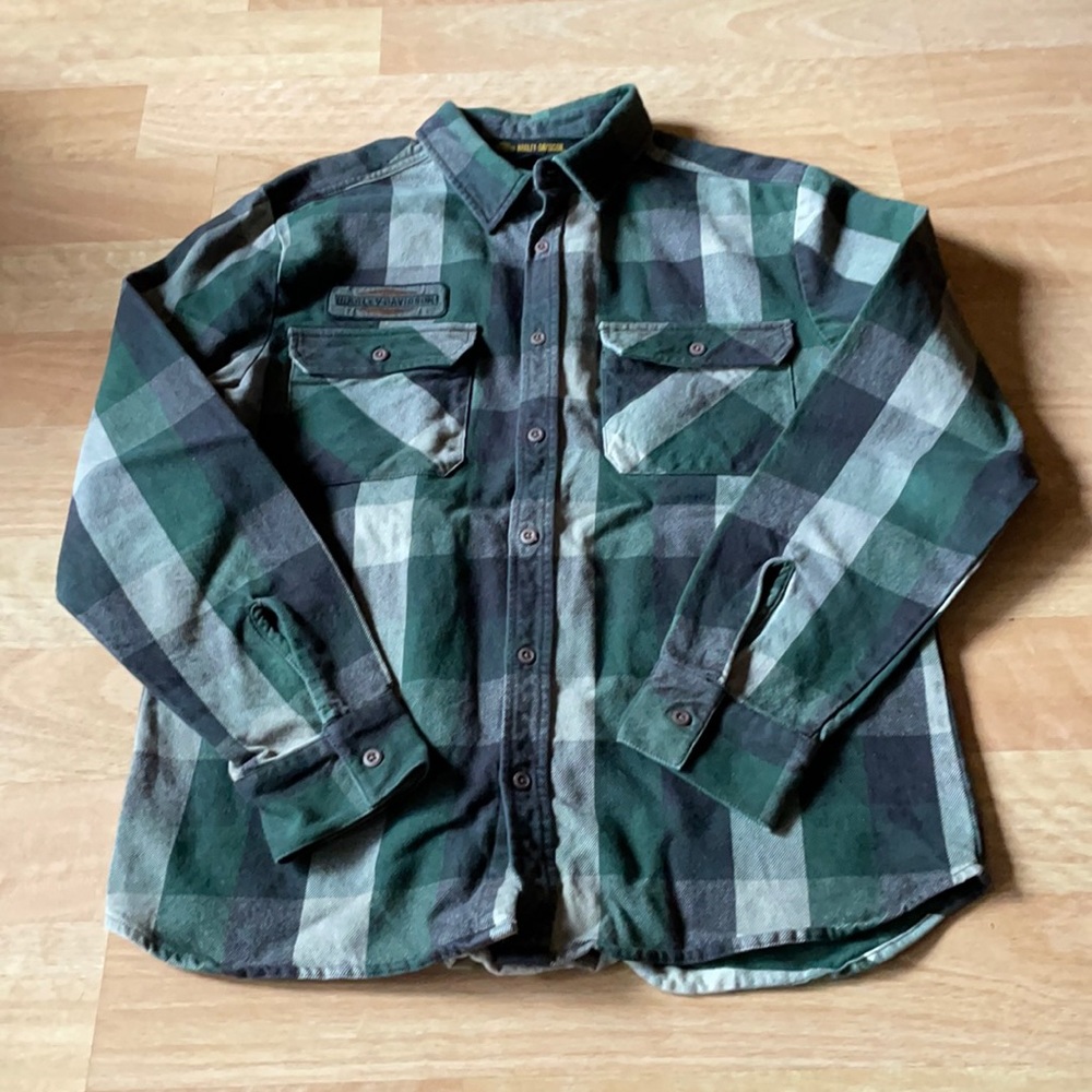 Harley Davidson cotton button down short XL